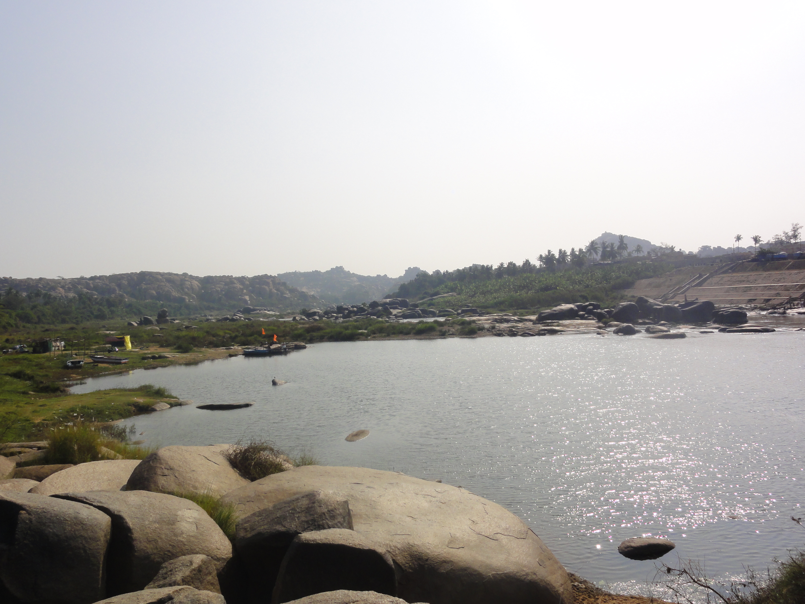 The river bank on the north side of the river, view from the west
